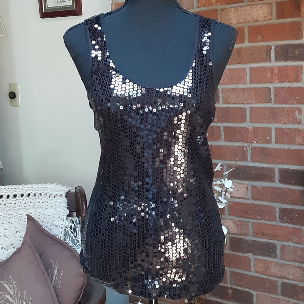 Black sequin tank top